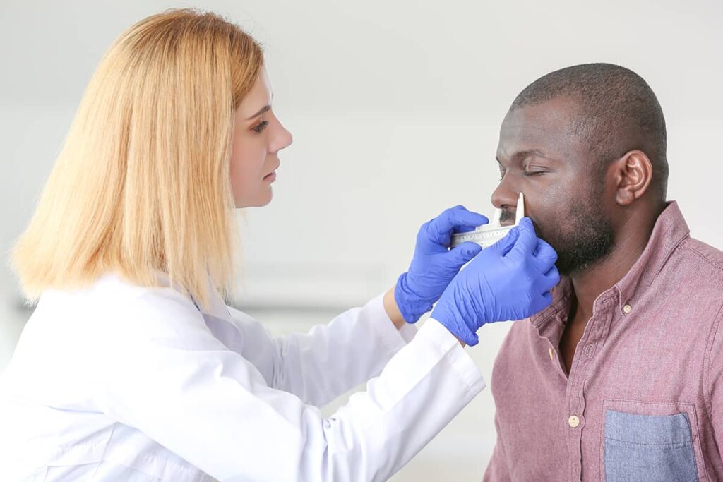 African American Rhinoplasty can correct structural problems, such as septum deviations, that lead to breathing difficulties and blockages of nasal passages