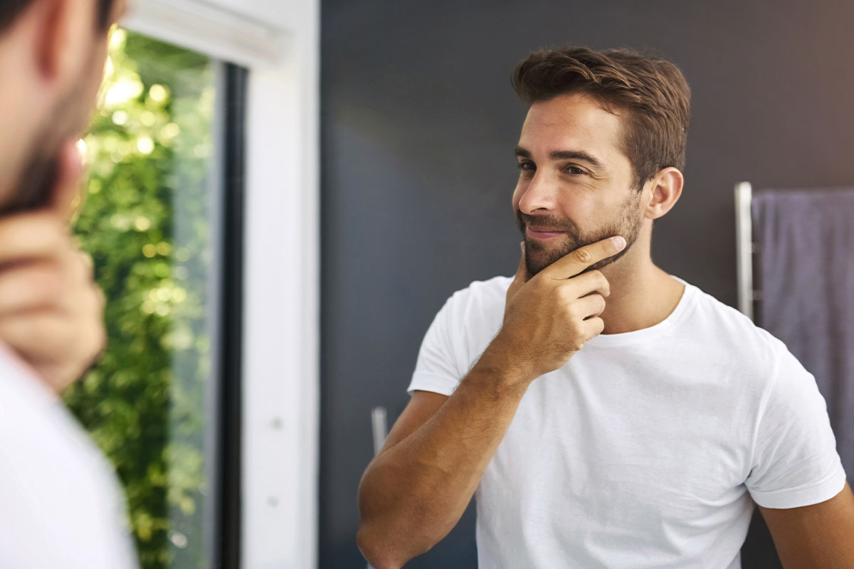 man after his beard transplant in Miami, FL